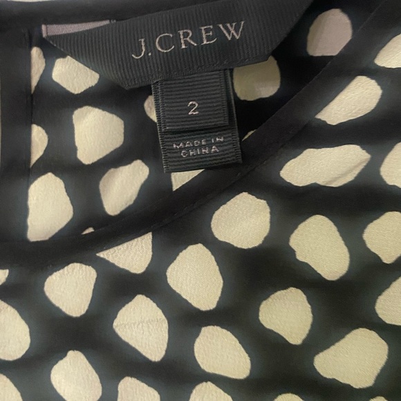 J. Crew Silk Black and Cream Pebble Print Polka Dot Blouse - Picture 6 of 7